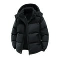 thumbnail image 1 of Wutalume Men's Detachable Hooded Patchwork Plush and Thickened Warm Winter Cotton Jacket, Designed for Cold Protection, Ideal for Men's Outdoor and Casual Winter Activities,Black L, 1 of 4
