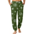 thumbnail image 1 of Wutalume Men's Drawstring Pocket Cuffed Casual Pants with Christmas Print, Ideal for Home Sleep and Lounge Wear, Featuring Elastic Waistband and Comfortable Fabric,Army Green L, 1 of 7