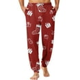thumbnail image 1 of Wutalume Men's Drawstring Pocket Cuffed Casual Pants with Christmas Print, Ideal for Home Sleep and Lounge Wear, Featuring Elastic Waistband and Comfortable Fabric,Red 3XL, 1 of 7