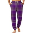 thumbnail image 1 of Wutalume Men's Drawstring Pocket Cuffed Casual Pants with Checkered Pattern, Soft Home Sleep Pants for Comfortable Wear and Relaxation,Purple XL, 1 of 7