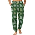 thumbnail image 1 of Wutalume Men's Drawstring Pocket Cuffed Casual Pants with Holiday Christmas Print, Warm Home Sleep Pants for Lounge and Leisure Time,Army Green L, 1 of 7