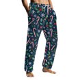 thumbnail image 1 of Wutalume Men's Drawstring Pocket Flannel Pants with Festive Print, Warm Homewear Sleep Pants for Cozy Nights and Relaxation,Navy L, 1 of 7
