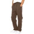 thumbnail image 1 of Wutalume Men's Elastic Waist Drawstring Fleece-Lined Cargo Pants with Multiple Pockets, Ideal for Stylish Outdoor Workwear, Sports, and Casual Activities,Brown L, 1 of 8