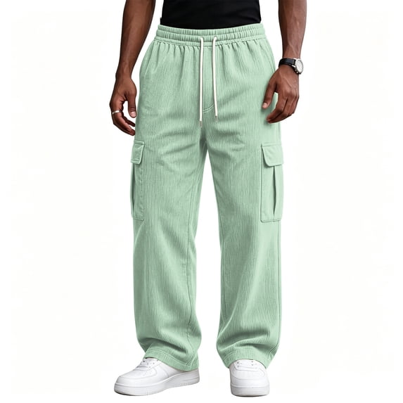Wutalume Men's Elastic Waist Fit Sweatpants — Relaxed Joggers for Men with Drawstring, Wide Leg Lounge Trousers, Perfect for Gym