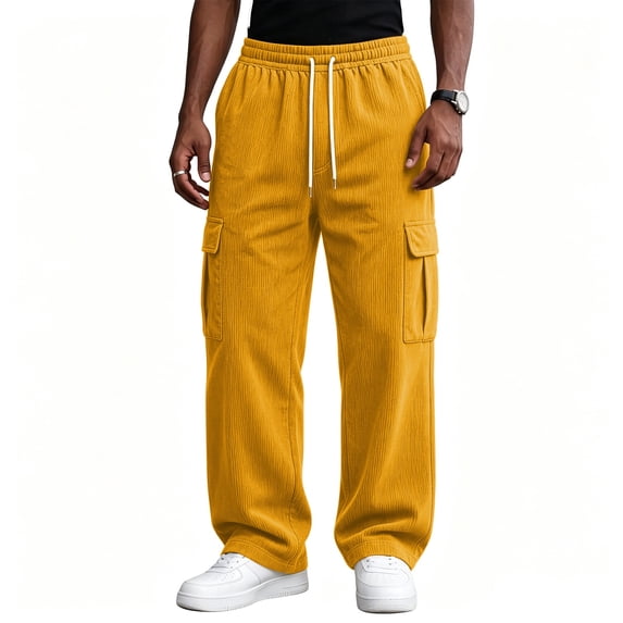 Wutalume Men's Elastic Waist Fit Sweatpants — Relaxed Joggers for Men with Drawstring, Wide Leg Lounge Trousers, Perfect for Gym