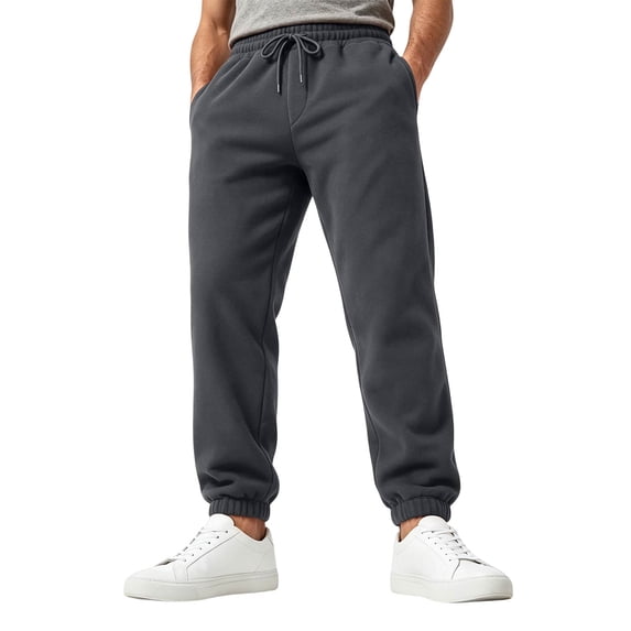 Wutalume Men's Fleece Baggy Sweatpants — Warm Joggers for Men with Drawstring, Loose Lounge Trousers, Ideal for Winter Days