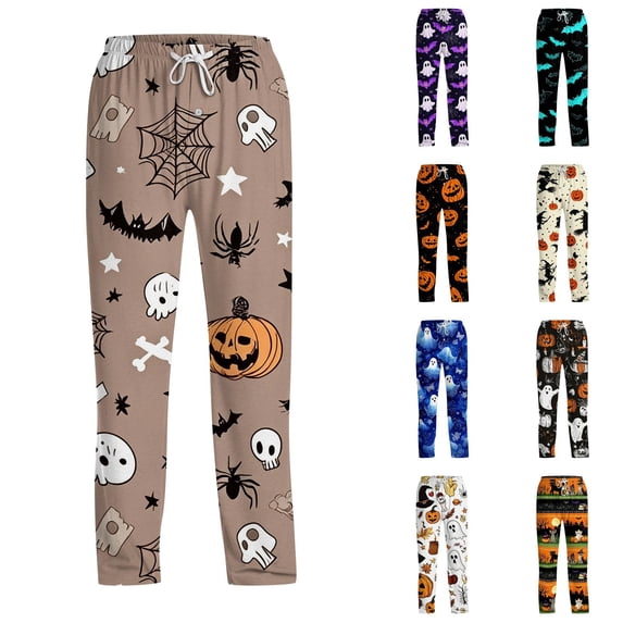 Wutalume Men's Halloween Printed Pajama Pants - Drawstring Sleepwear with Fun Pattern, Comfortable Casual Lounge Bottoms for Home, Soft Pajamas for Men for Bedtime