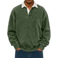 thumbnail image 1 of Wutalume Men's Leisure Flip Collar Long Sleeve Pullover Hoodie, Casual Stylish Sweatshirt with Comfort Fit, Perfect for Outdoor and Everyday Wear,Army Green L, 1 of 3