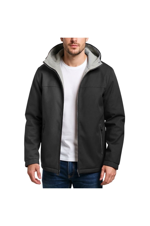 Men's Leisure Hooded Jacket Coat, Casual Style with Comfortable Fit, Ideal for Everyday Wear, Outdoor Events, and Relaxing Occasions,Black L