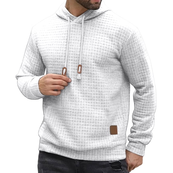Wutalume Men's Leisure Versatile Hooded Hoodie, Casual Long Sleeve Pullover with Modern Design, Lightweight and Comfortable for Everyday Outdoor Activities,White XL