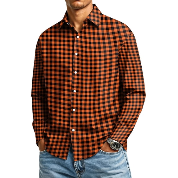 Wutalume Men's Long Sleeve Plaid Shirt - Button Down Traditional Plaid Shirts for Men with Comfort Fit, Easy Match with Jeans, Ideal for Everyday Casual Look Shirt Tops