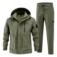 thumbnail image 1 of Wutalume Men's Outdoor Jacket Suit with Plus Velvet Lining, Cold Proof Windproof Warm Design for Cycling and Mountaineering, Durable and Functional,Army Green L, 1 of 6