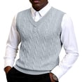 thumbnail image 1 of Wutalume Men's Popular V-Neck Thickened Knitting Sleeveless Sweater Vest, Lightweight and Warm for Layering in Cool Weather,Gray XL, 1 of 3
