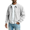 thumbnail image 1 of Wutalume Men's Retro Corduroy Fashion Casual Long-Sleeve Pocket Jacket, Retro Style with Functional Pockets, Soft Fabric for Comfort, Ideal for Daily and Seasonal Wear,White S, 1 of 5