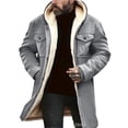 thumbnail image 1 of Wutalume Men's Solid Color Button Pocket Work Wear Plus Leather Jacket, Casual Long Coat with Warm Lining, Durable Build for Work and Leisure,Gray XL, 1 of 4