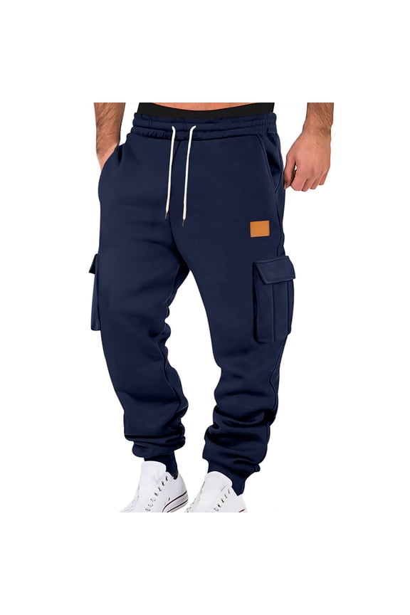 Men's Sports Pants with Running and Outdoor Design, Featuring Pockets for Work and Casual Use, Ideal for Training, Sports, and Everyday Activities,Navy S