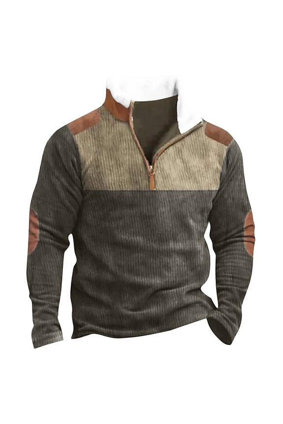 Men's Standing Collar Sweatshirt for Outdoor Casual Wear, Spring Tops with Loose Fit Long Sleeve, Breathable Material for Hiking and Leisure Activities,Army Green L