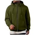 thumbnail image 1 of Wutalume Men's Sweat Jacket with Hood Leisure Hooded Jacket Zip Hoodie, Casual Sweatshirt Jacket for Winter, Plain Design with Pockets, Ideal for Men's Daily and Outdoor Use,Army Green L, 1 of 7