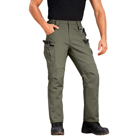Wutalume Men's Tactical Ripstop Cargo Pants with Multiple Pockets, Water-Resistant and Fleece-Lined for Warmth, Ideal for Hiking, Camping, Construction Work and Outdoor Activities,Gray 3XL