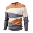 thumbnail image 1 of Wutalume Men's Trendy Round Neck Color-Blocked Sweater Pullover Base Layer, Stylish and Warm for Casual Outfits,Ginger L, 1 of 3