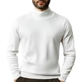 thumbnail image 1 of Wutalume Men's Turtleneck Slim Fit Pullover Plus Velvet Long Sleeve Solid Color Sweater, Warm and Soft for Cold Days,White 2XL, 1 of 4