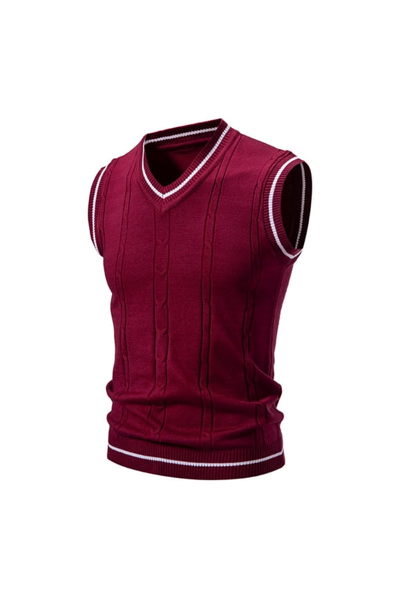 Men's V-Neck Vest Knitted Bottoming Shirt with Peach Heart Collar, Unisex Fashionable Couple Outer Wear for Casual Style,Wine XL