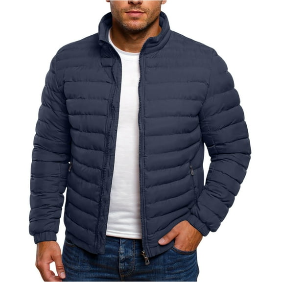 Wutalume Men's Winter Large Size Hooded Cotton-Padded Jacket, Lightweight and Loose Fit for Comfort, Enhanced Warmth for Cold Weather,Navy M