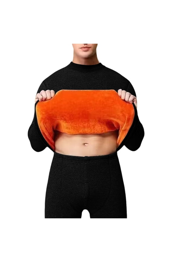 Men's Winter Thermal Underwear Set with Ultra-Thick Fleece, Long Sleeve Top and Pants for Extreme Cold Weather,Black XL