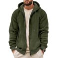 thumbnail image 1 of Wutalume Men's Winter Zipper Hooded Fleece Sweatshirt with Patch Pocket, Casual Jacket for Men, Soft and Warm Material, Perfect for Layering, Outdoor Events,Army Green L, 1 of 7