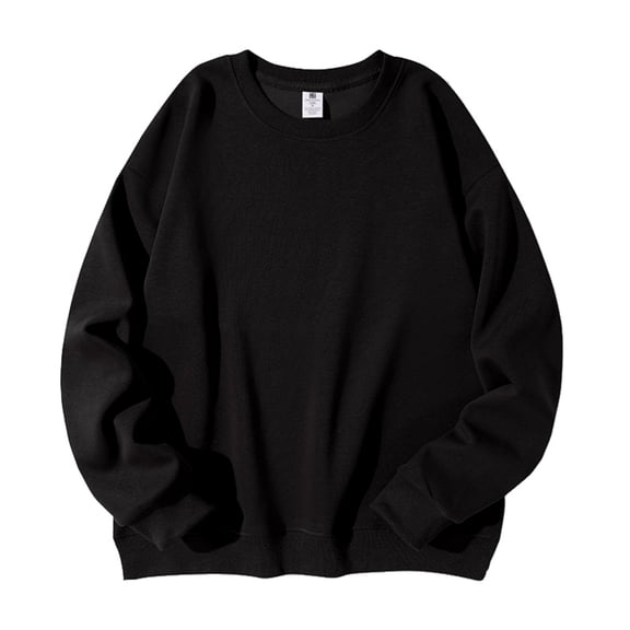 Wutalume Men's and Women's Solid Color Casual Round Neck Long Sleeve Top, Men's Fitted Thickened Cotton Sweatshirt Base Layer, Comfortable for Daily Wear,Black M