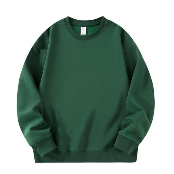 Wutalume Men's and Women's Solid Color Casual Round Neck Long Sleeve Top, Men's Fitted Thickened Cotton Sweatshirt Base Layer, Comfortable for Daily Wear,Dark Green M