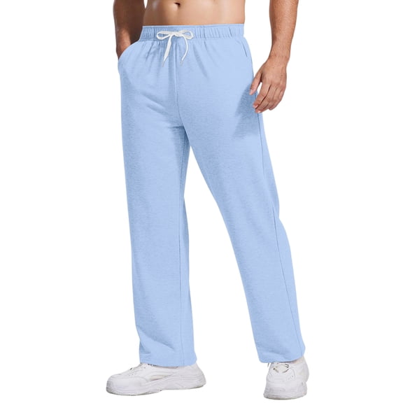 Wutalume Men's Yoga Pants with Relaxed Fit, Stretch Waistband and Drawstring, Perfect for Sports, Training, and Casual Wear, Designed for Comfort and Ease,Sky Blue XL