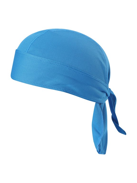 Outdoor Sports Headwear, Pirate Style Sweat Wicking Headscarf, Moisture Absorbing Breathable Ice Silk Cap for Cycling and Running,Sky Blue