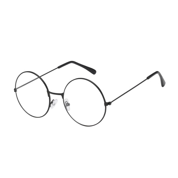 Wutalume Round Frame Black Glasses with Transparent Lens, Daily Styling Decorative Non-Prescription Eyewear, Fashion Student Glasses, Lightweight Acetate Frame for Men and Women,Black