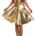 thumbnail image 1 of Wutalume Sexy High Waisted Pleated Performance Skirt for Women, Stage Dance Skirt with Full Flare, Sequined Detail for Shows and Parties,Gold S, 1 of 3