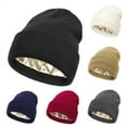 thumbnail image 1 of Wutalume Thermal Satin Lined Winter Bonnet for Women, Chunky Knit Skull Cap with Hair Protection, Warm Unisex Beanie for Cold Weather,Navy, 1 of 3