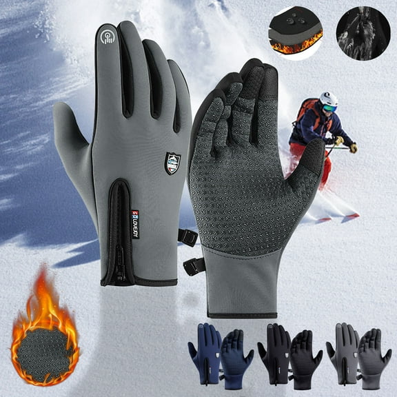 Wutalume Touchscreen Fleece Insulated Bike Gloves, Waterproof Windproof Winter Riding and Sports Gloves,Black XL
