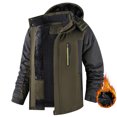 thumbnail image 1 of Wutalume Unisex Colorblock Zipper Pocket Hooded Jacket, Men's Casual Plush Jacket with Water-Resistant Finish, Warm Lining for Outdoor Adventures and Daily Protection,Army Green L, 1 of 6