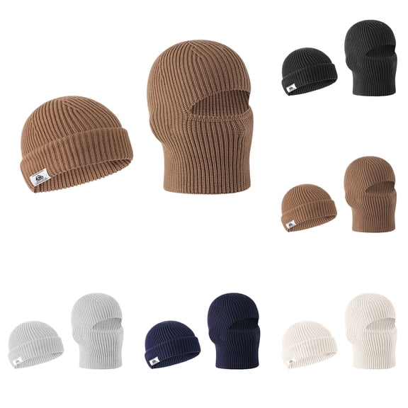 Wutalume Unisex Reversible Knit Beanie, Double Wear Design for Two Styles, Large Size Warm Winter Hat for Men and Women, Casual Slouchy,Black