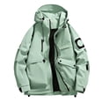 thumbnail image 1 of Wutalume Unisex Solid Color Outdoor Workwear Casual Loose Zipper Pocket Warm Long-Sleeved Jacket, Water-Resistant and Windproof, Ideal for Hiking, Work,Mint Green 3XL, 1 of 3