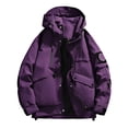 thumbnail image 1 of Wutalume Unisex Solid Color Outdoor Workwear Casual Loose Zipper Pocket Warm Long-Sleeved Jacket, Water-Resistant and Windproof, Ideal for Hiking, Work,Purple M, 1 of 3