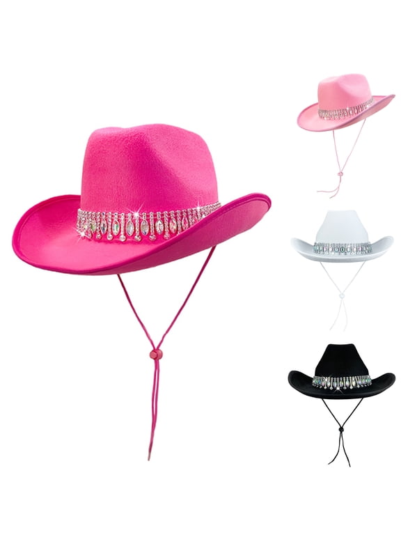 Western Cowboy Hat with Red Trim and Water Droplet Edging, Classic Ranch Style Hat for Men and Women, Durable Design,Pink