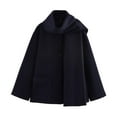 thumbnail image 1 of Wutalume Women Fashionable Casual Detachable Scarf Woolen Coat Jacket, Versatile and Elegant Outerwear for Winter Warmth and Stylish Looks,Navy M, 1 of 4