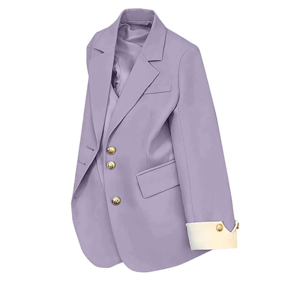 Wutalume Women Top 3/4 Sleeve Casual Jacket Ladies Wear Blouse Top, Elegant and Comfortable Outerwear for Office and Casual Occasions with Modern Fit,Light Purple L