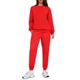 thumbnail image 1 of Wutalume Women's 2-Piece Casual Fleece Lined Set, Solid Color Hoodie and Sweatpants with Pockets, Warm Winter Loungewear,Red M, 1 of 6