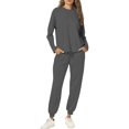 thumbnail image 1 of Wutalume Women's 2-Piece Solid Color Casual Set, Round Neck Long Sleeve Top and Sweatpants with Pockets, Everyday Loungewear,Gray XL, 1 of 5