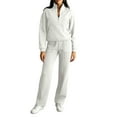thumbnail image 1 of Wutalume Women's 2-Piece Solid Color Sportswear Set, Stand Collar Jacket and Straight Leg Pants, Casual Athletic Outfit,White S, 1 of 4