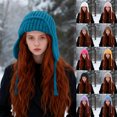 thumbnail image 1 of Wutalume Women's Aviator Style Winter Hat, Large Size Fleece Lined Wool Beanie for Big Head, Fashionable Warm Knit Cap for Cold Weather,Sky Blue, 1 of 4