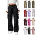 thumbnail image 1 of Wutalume Women's Cargo Baggy Parachute Pants - Drawstring Waist Ruched Joggers with Pockets,Comfortable for Daily Wear, Trendy Cargo Pants for Women and Urban Looks,Army Green L, 1 of 6