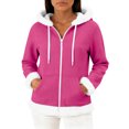 thumbnail image 1 of Wutalume Women's Casual Fashion Long Sleeved Zip Up Fleece Hooded Cardigan, Soft and Warm Outerwear for Relaxed Style and Winter Layering,Hot Pink L, 1 of 5